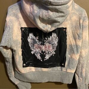 Hand designed girls, hooded, zip up sweatshirt, size medium